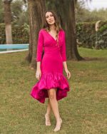 VESTIDO DE FIESTA ASIMETRICO TAFETAN - Imagen 2