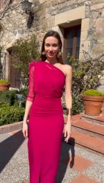 Vestido Midi Asimétrico con Plumas - Imagen 7