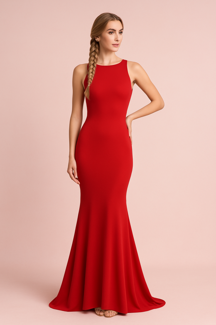 Vestido Largo Escote con Caida en la Espalda - Imagen 1
