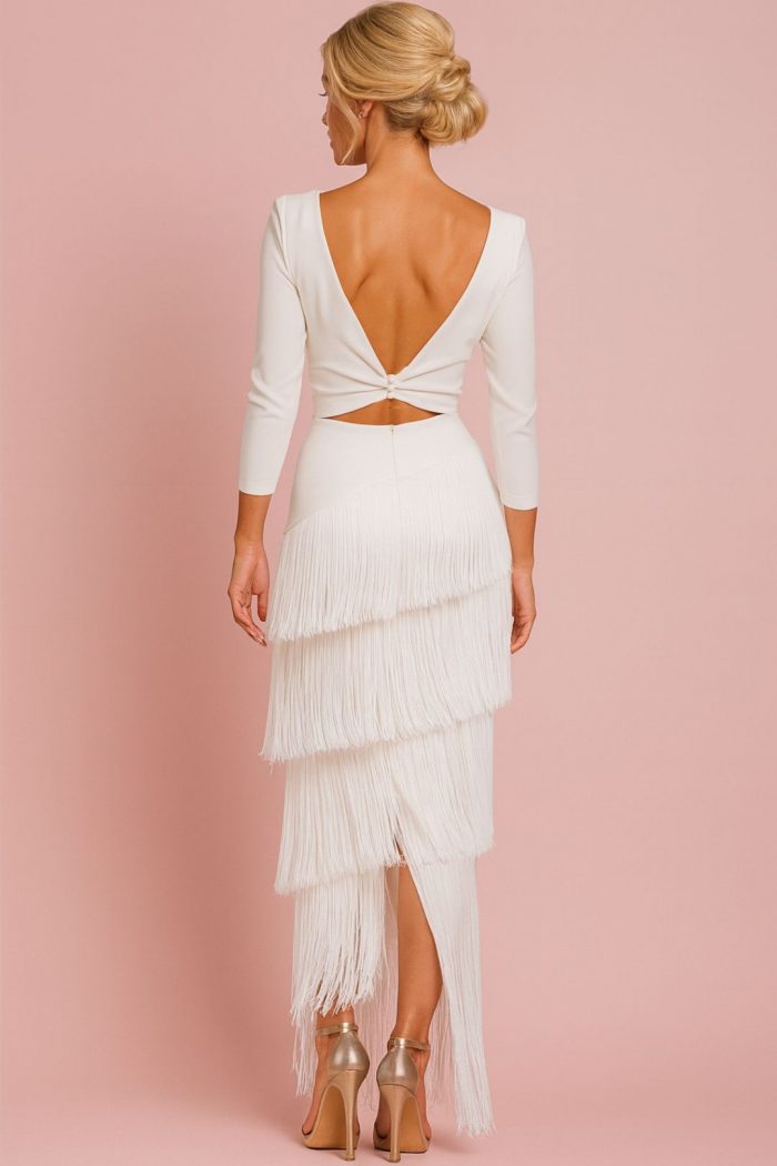 Vestido Largo de Flecos Asimétricos - Imagen 3