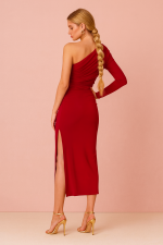 Vestido midi asimetrico frunces - Imagen 2