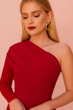 Vestido midi asimetrico frunces - Imagen 3