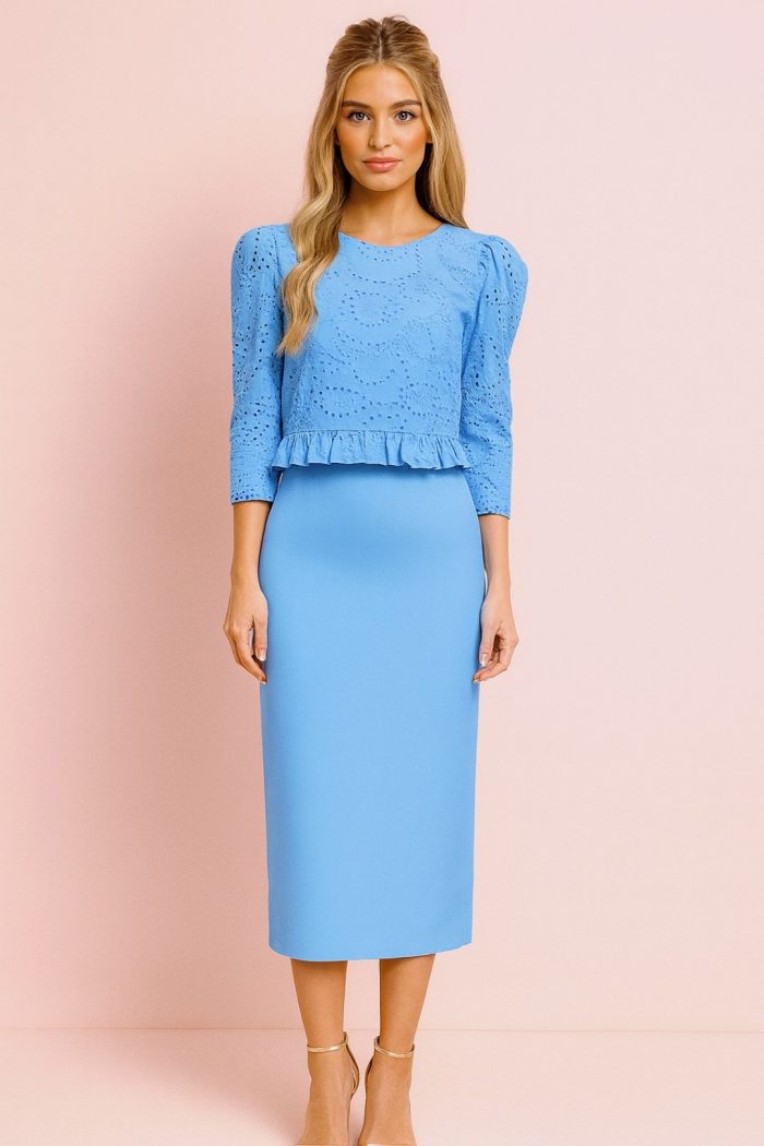 Vestido Midi con Chaqueta de Bordado Inglés - Imagen 2