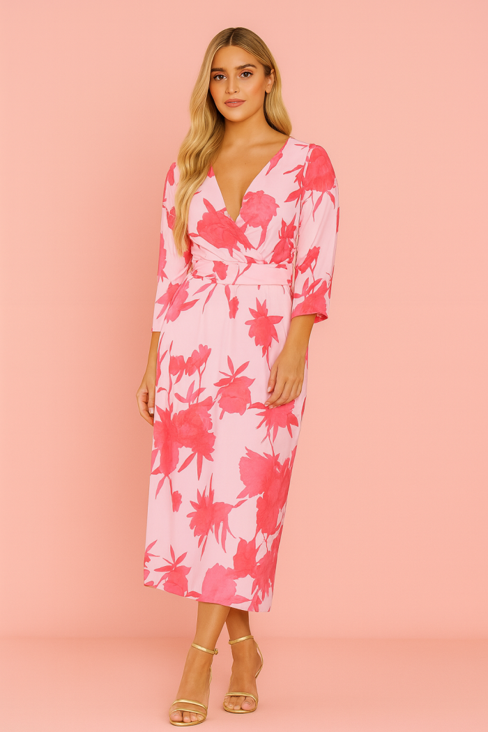Vestido Midi Cruzado Flores - Imagen 1