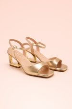 Sandalia dorada con tacón bubble