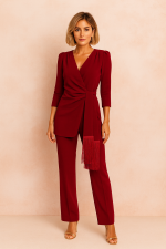 Conjunto de Chaqueta y Pantalón Cinturón Fleco