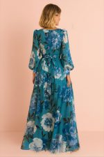 Vestido Largo Estampado Puño Drapeado - Imagen 2