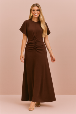Vestido Largo de Crepé Cacao