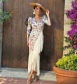 Vestido de Raso Elástico con Flecos - Imagen 2