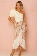 Falda Estampada de Flecos