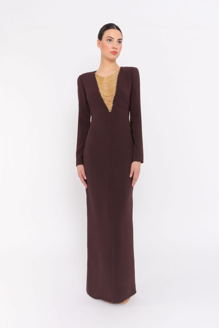 Vestido Largo Cuello Cadenas - Imagen 2