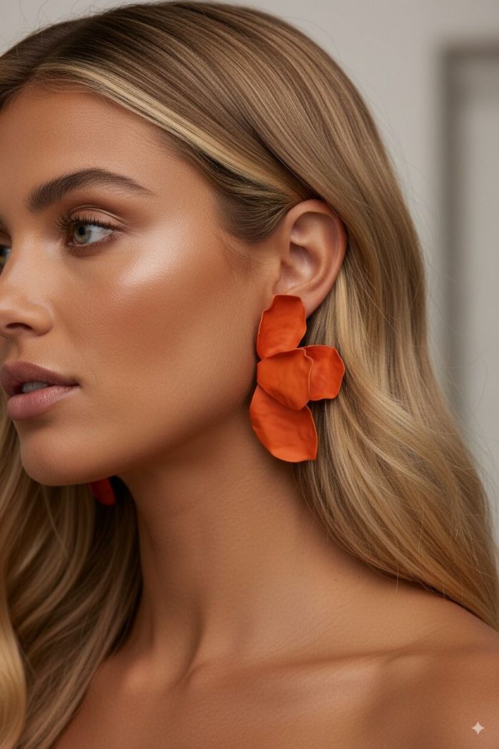 Pendientes Media Flor Orange - Imagen 1