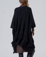 Poncho abierto de tricot con detalle de flecos - Imagen 10