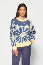 Jersey flor azul y cuello ribete amarillo - Imagen 3