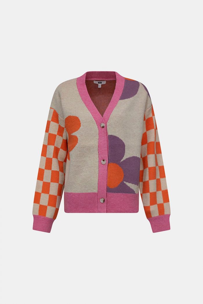 Cardigan flor y checkerboard - Imagen 1