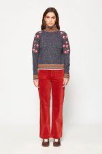 Jersey flores bordadas y ribetes multicolor - Imagen 5