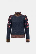 Jersey flores bordadas y ribetes multicolor - Imagen 6