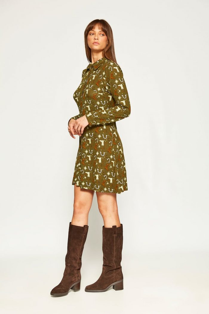 Vestido de punto kaki boots - Imagen 3