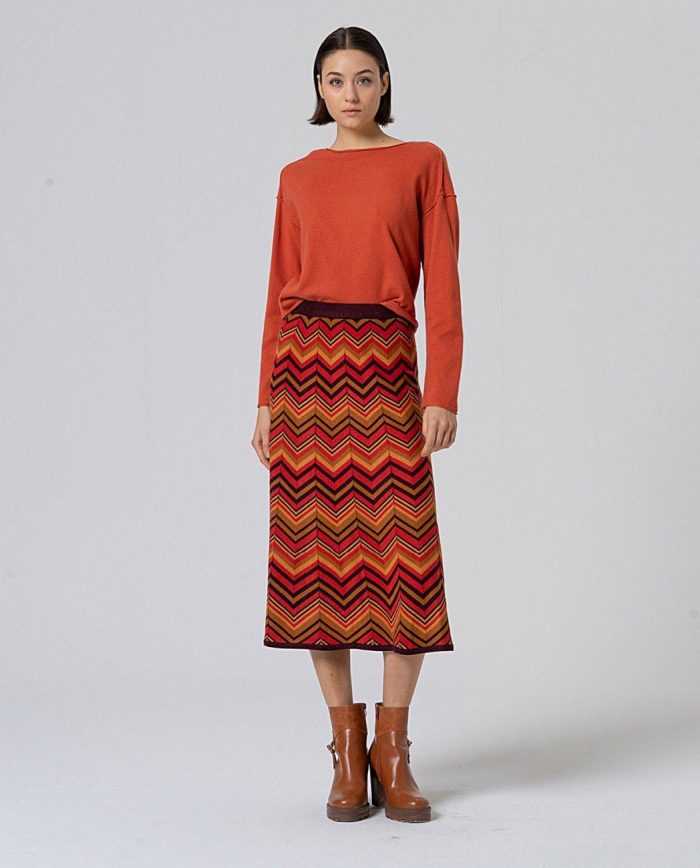 Falda midi con punto zig-zag - Imagen 1