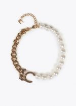 Collar corto logo leopardo combinado cadena y perlas - Imagen 3