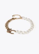 Collar corto logo leopardo combinado cadena y perlas - Imagen 4