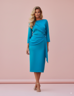 Vestido Midi  con Drapeado de Gasa