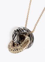 Collar largo nudo bicolor print animal - Imagen 4