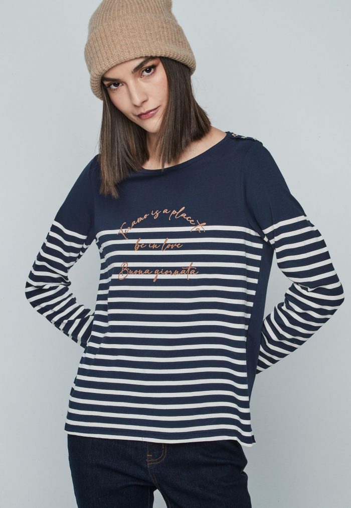 Camiseta raya texto - Imagen 1