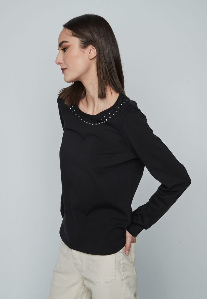Camiseta pedrería cuello - Imagen 8