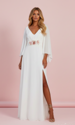 VESTIDO NOVIA MANGAS PICO