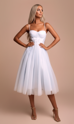 Vestido Midi de Tul con Corset