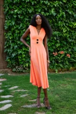 Vestido Midi de Vuelo Naranja Portofino - Imagen 3