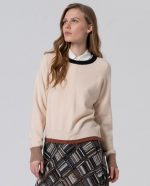 Jersey cuello redondo con contrastes de color
