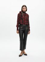 Camisa lazada animal print combinado tartán - Imagen 4