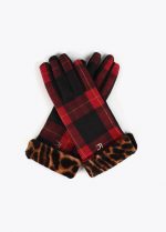 Guante combinado tartan leopardo