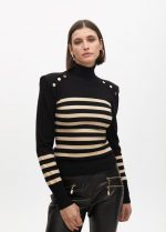 Jersey cuello alto rayas detalle botones