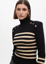 Jersey cuello alto rayas detalle botones - Imagen 3