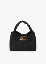 Bolso tweed asa fruncida y logo LC leopardo - Imagen 2