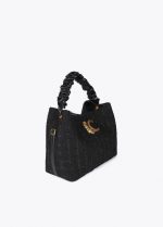 Bolso tweed asa fruncida y logo LC leopardo - Imagen 3