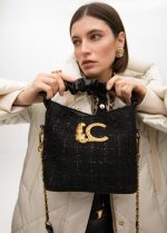 Bolso pequeño tweed asa fruncida