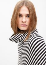 Poncho con cuello en tejido de punto a rayas - Imagen 2