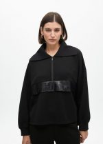 Sudadera detalle bolsillo delantero efecto piel