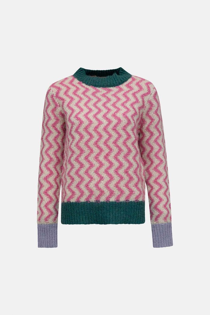 Jersey zig-zag rosa cuello a contraste - Imagen 6
