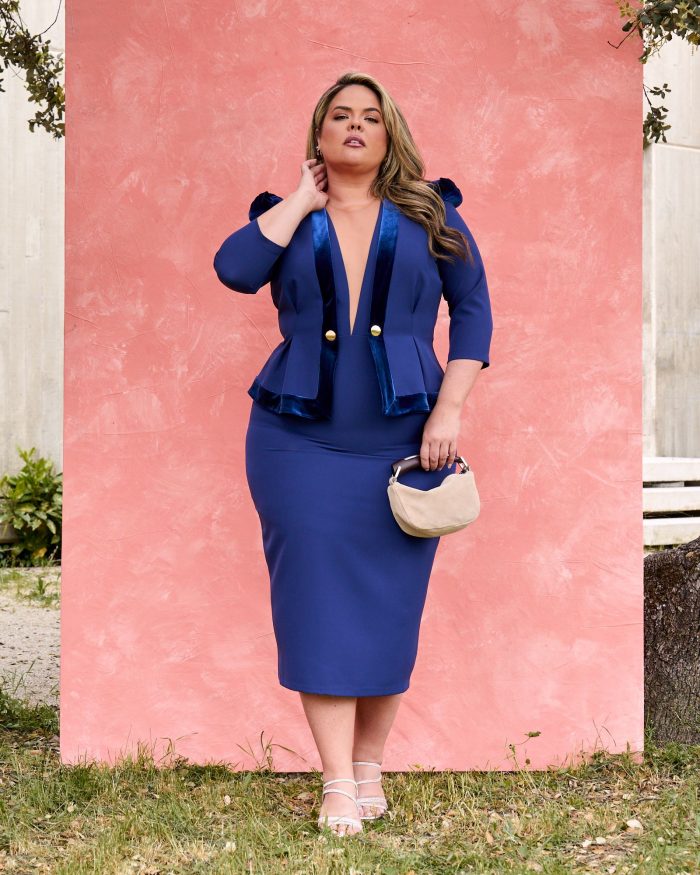 Vestido Midi Crepe y Terciopelo - Imagen 2