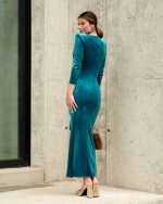 Vestido Largo de Terciopelo con Nudo - Imagen 2