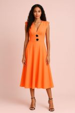 Vestido Midi de Vuelo Naranja Portofino