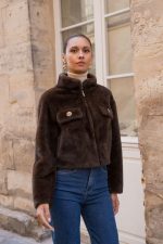 Chaqueta falso vison con boton joya - Imagen 2