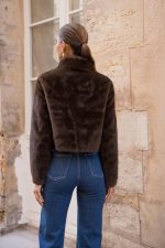 Chaqueta falso vison con boton joya - Imagen 3