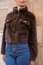 Chaqueta falso vison con boton joya - Imagen 5