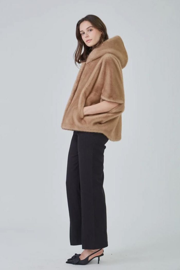 Chaqueton capa de pelo con capucha - Imagen 6
